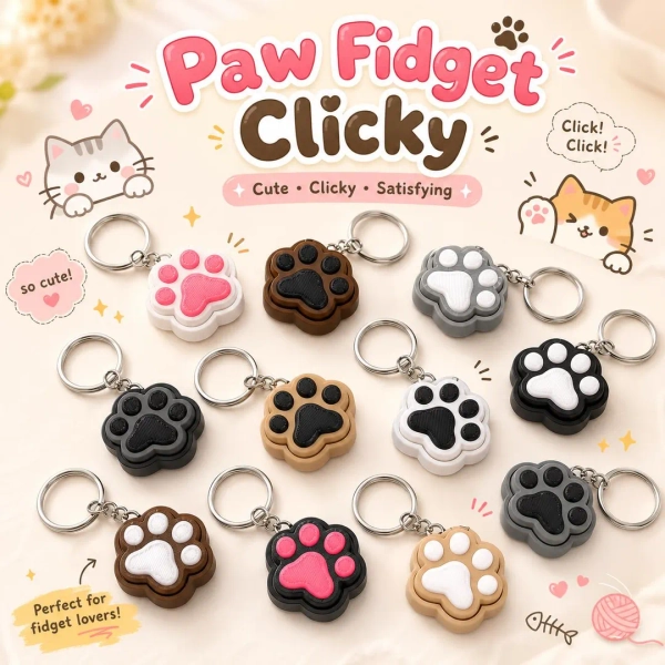 Cat Paw Clicky Keychains – Cute Fidget Toy for Stress Relief, Stocking Stuffers & Gifts - Etsy