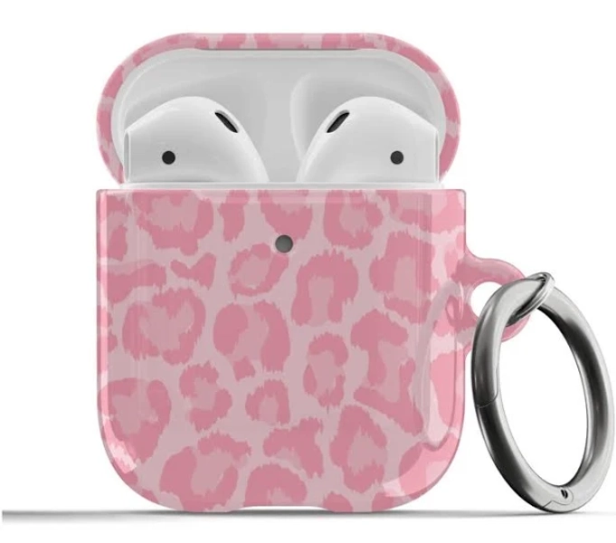 Preppy Pink Leopard Cheetah Case for Airpods 1st 2nd Generation