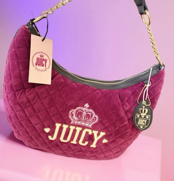 Juicy Couture Quilted Velour Hobo Bag