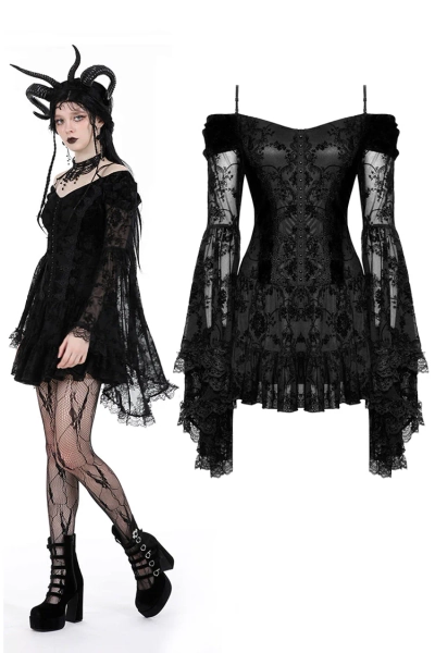 Gothic embroidered big sleeves sexy dreamy dress DW928