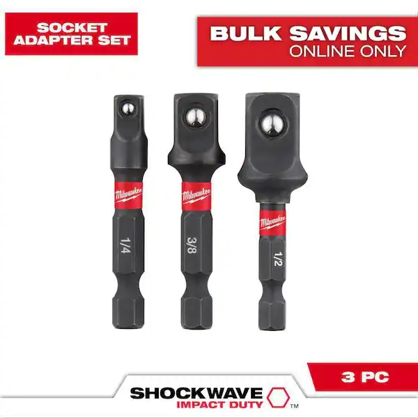 Milwaukee SHOCKWAVE Impact Duty 1/4 in. Hex Shank Socket Adapter Set (3-Piece) 48-32-5033