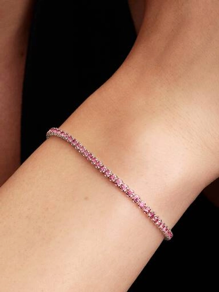 Pink Slim Tennis Bracelet | Sterling silver | Pandora UK