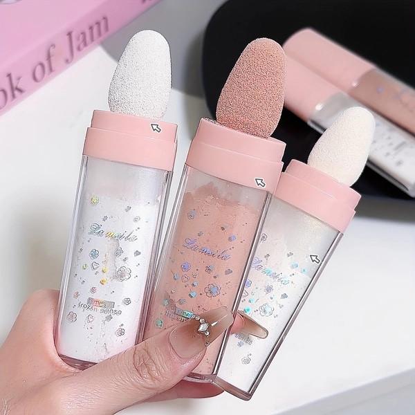 3color High Light Flapping Powder Brightens The Whole Height of The Face, Brightens The Face Shines Fine Naturally Stereoscopically Looks Good, and Powder Blusher Highlights Stick Festival Party Music Festival Basic Makeup Valentine's Day Gift