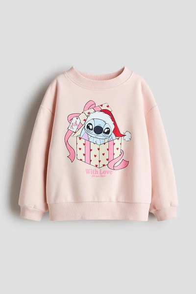 Sweatshirt with Printed Motif - Light pink/Lilo & Stitch