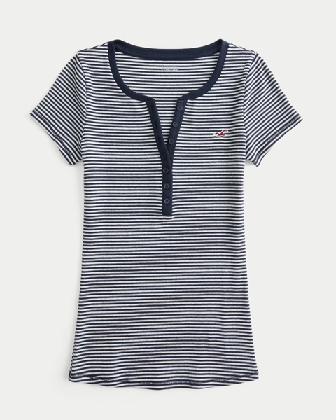 Kurzärmliges Henley mit Symbol