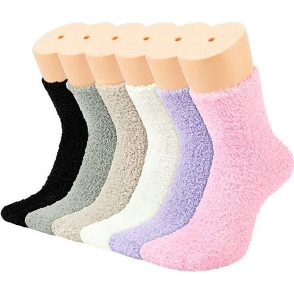 Women's Fuzzy Plush Slipper Socks (6 Pairs)