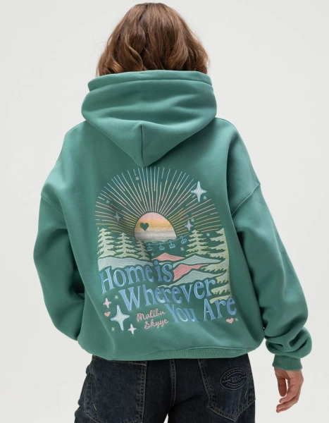 MALIBU SKYYE Home Is Wherever You Are Womens Hoodie - PINE