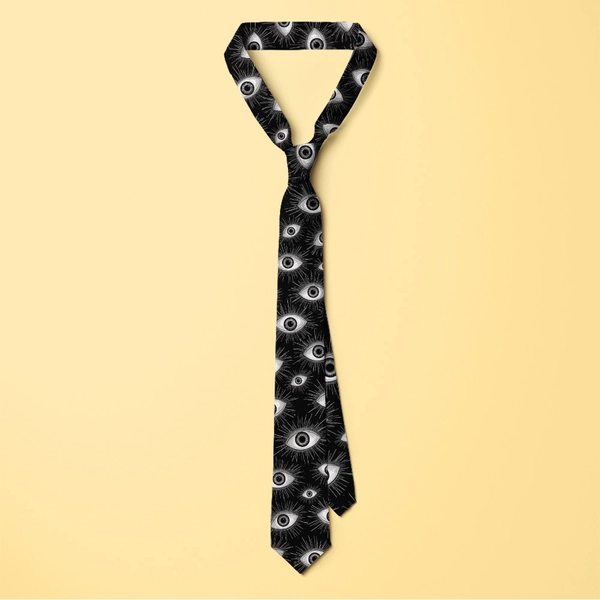 1pc Modern and Comfortable Necktie | Featuring Eyes with Radiating Lines Design, Great for Job Interviews, Prom, and Corporate Gifts, Smooth Texture
