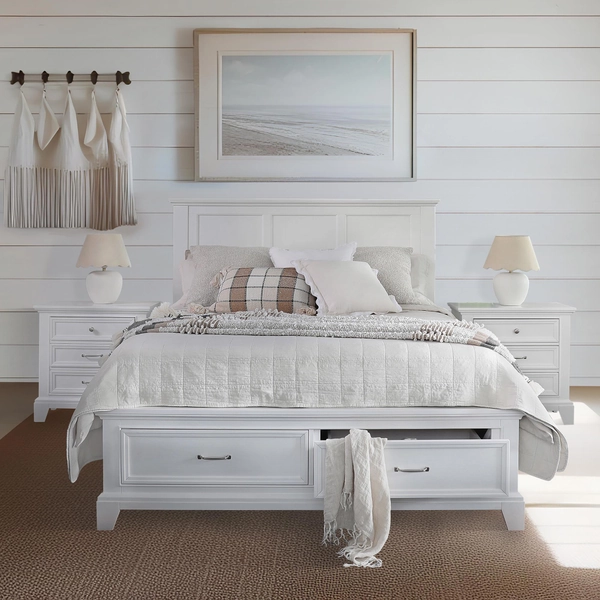Fulham Bed Frame, 2 Drawer Base, White