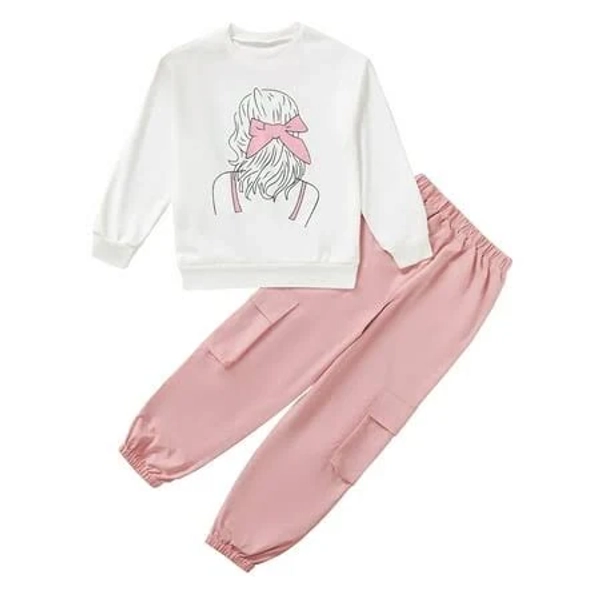 Girls' Long Sleeve Round Neckline Pant Set
