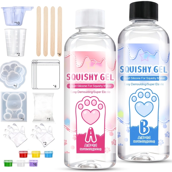 SOLARAGLAZE Taba Squishy Kit: Make Your Own Squishies with Mold & Flocking Powder - Bubble-Free Faster, Fully Cures DIY FuFu Squishy Making for Beginners, for &, Creatable Hands- Craft Project