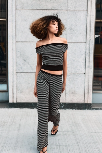 STRIPED BOUCLÉ TOP