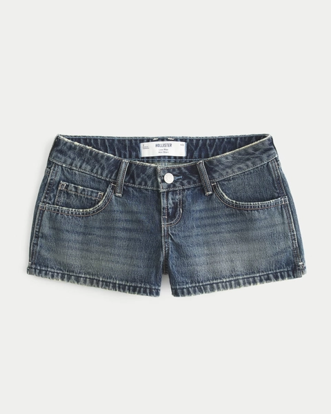 Low-Rise Dark Wash Denim Mini Shorts