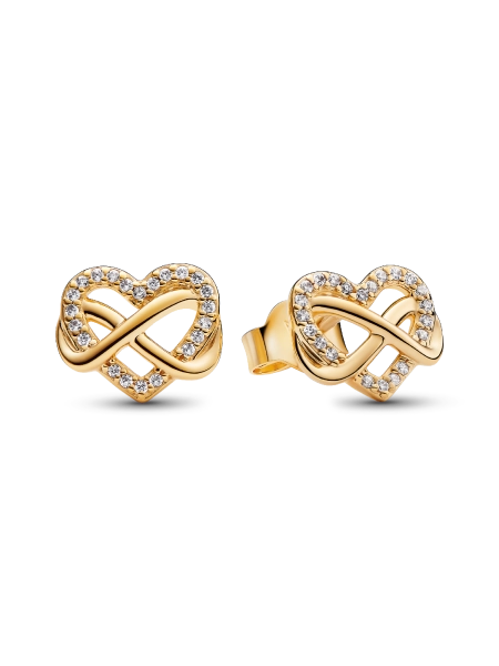 Sparkling Infinity Heart Stud Earrings