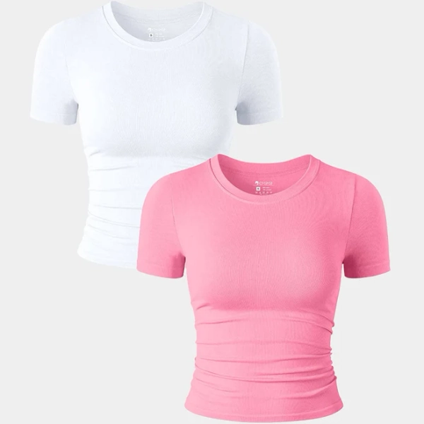 Ruched Fitted Short Sleeve Crop Top