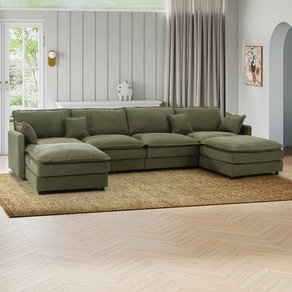 Coco 5 Seater Upholstered Modular Sofa & Ottoman Set