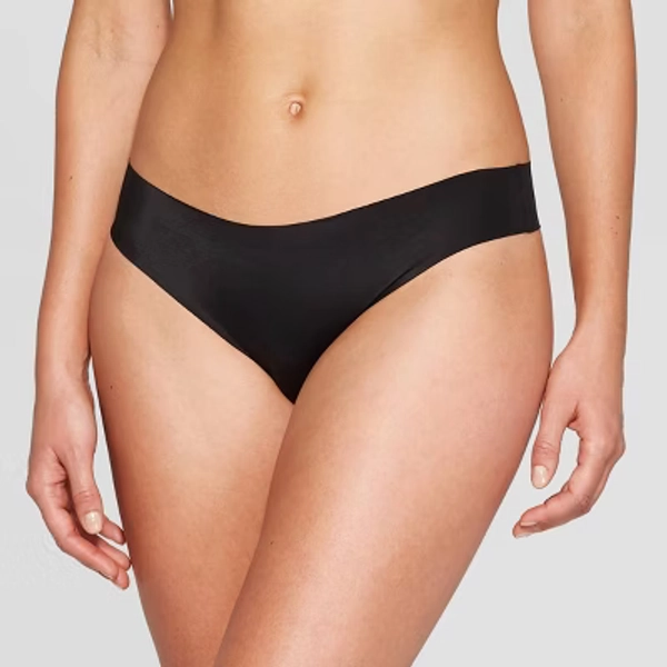Women's Invisible Edge Thong Underwear - Auden™ Black M: Seamless Low Rise, Lightweight Knit, Pull-On, Solid Pattern, Medium Size