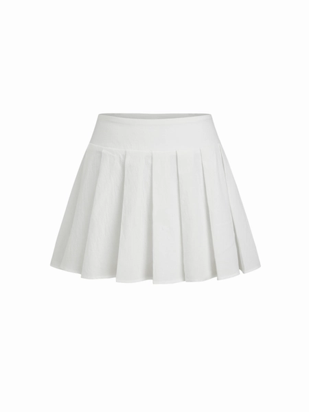 Cotton Mid Rise Lace Up Tie Side Pleated Mini Skirt