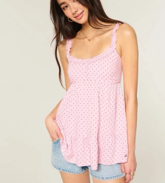 Women's Hollister Ruffle Trim Tunic Babydoll Top
