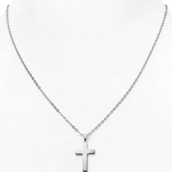AQUA Women's Sterling Silver Polish Cross Necklace