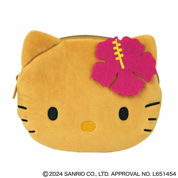 Tanned Kitty Fluffy Face Shaped Pouch Charm Pouch Set JAPAN Sanrio