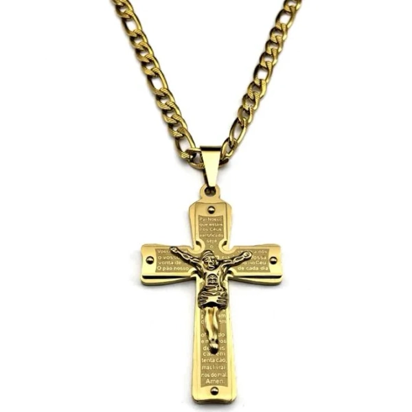 Stainless Steel Christian Jesus Cross Crucifix Necklace
