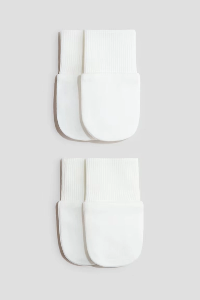 Moffole antigraffio in jersey di cotone 2 paia - Bianco