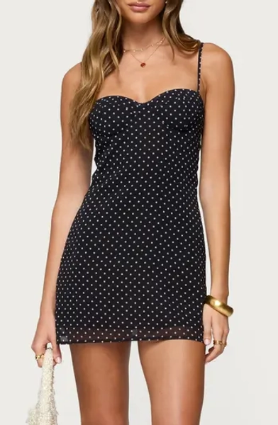 Polka Dot Chiffon Minidress