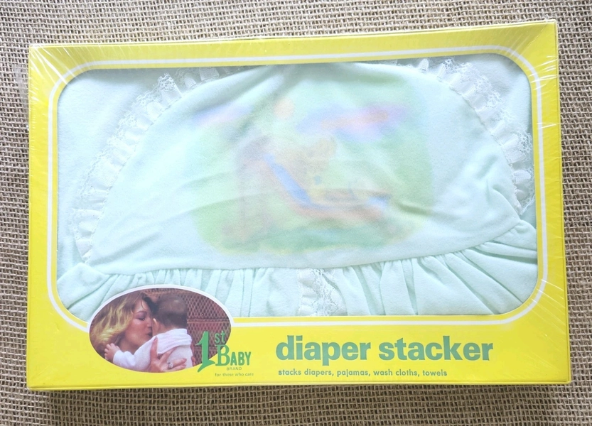 Vintage 1980s Ist Baby Brand Green Diaper Stacker New In Box
