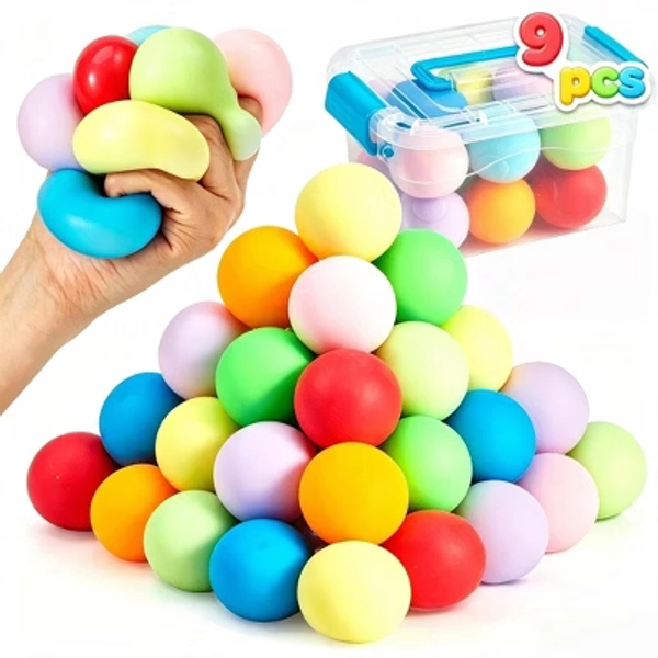 Joyfy 9 PCS Slow Rising Stress Balls Squishy Sensory Fidget Toys, Hand Therapy Balls for Anxiety Relief, Classroom Prize Bag Stuffers, Party Favors