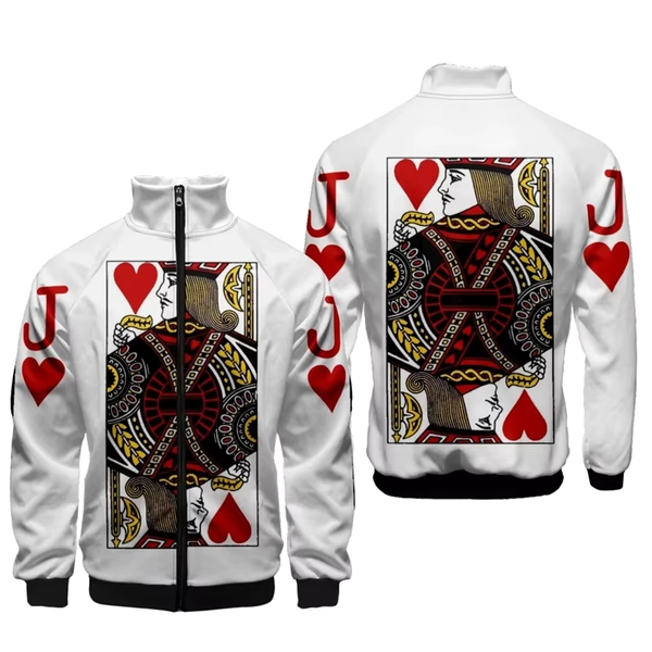 Playing Cards Poker K A Print 3d Stand Collar Hoodies Men Women Zipper Hoodie Casual Long Sleeve Jacket King Queen Coat Clothes - AliExpress 200000343
