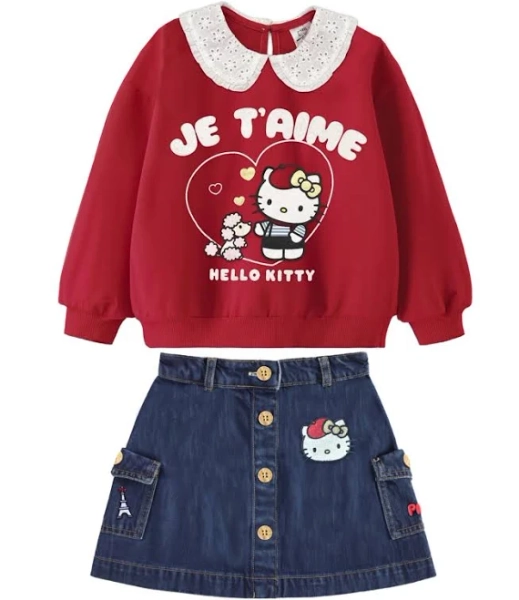 Hello Kitty 2-Piece Denim Top and Skirt Set