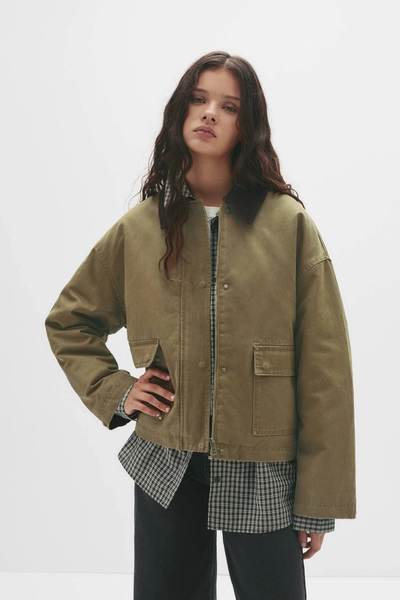 Waxed corduroy collar jacket