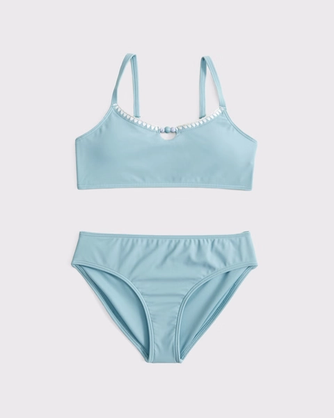 beaded cutout scoopneck two-piece swimsuit
