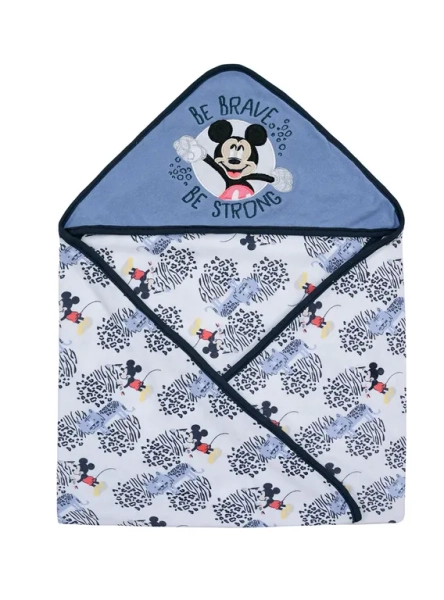 Toalla Capucha Bambino  Mickey Animal Print Blanco
