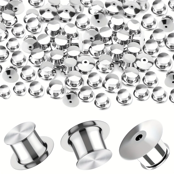 50pcs/Box Pin Backs, Silvery/Gun Black/Golden/Rose Golden, Metal Locking Pin Backs, Pin Back Locking Can be used for badges, lapel pins, enamel pins, charms, bags, clothing, denim buttons, emblems, etc.