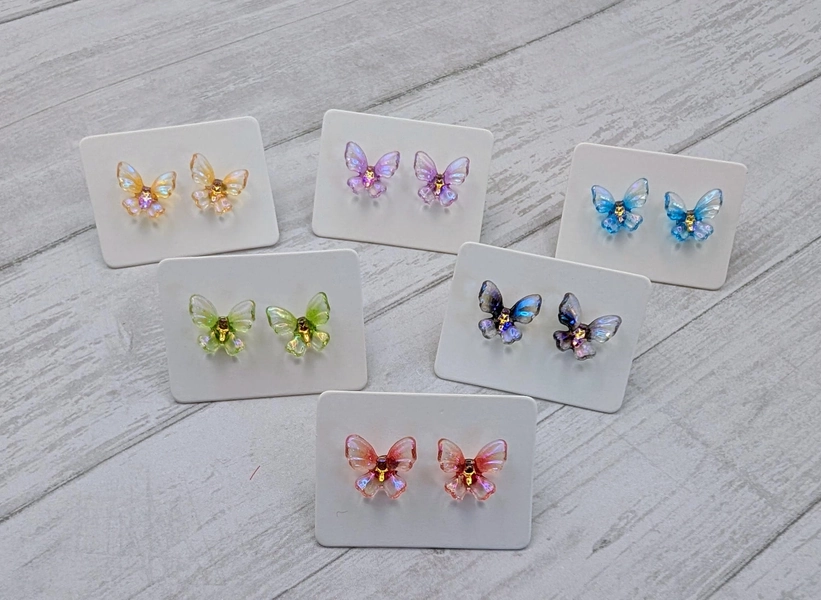 Tiny Iridescent Butterfly Earrings