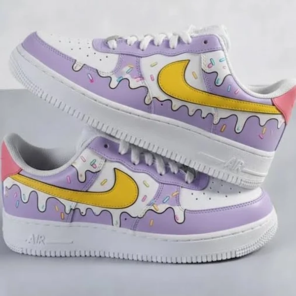 Custom Hand Painted Pop Art Footwear: Donut Drip Sneakers