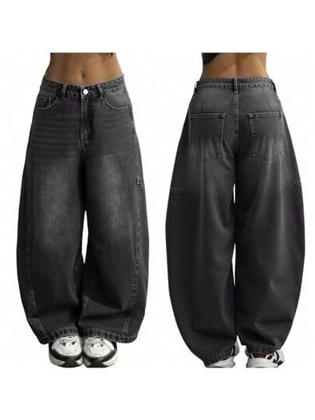 Christmas Costumes Women's Hip Hop Baggy Jeans Wide Leg Mid-Low Waist Jeans Loose Boyfriends Jeans 90s Vintage Denim Pants,Fall And Winter Clothes For Women