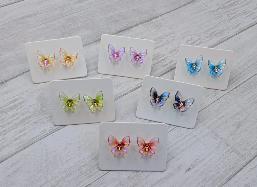 Tiny Iridescent Butterfly Earrings