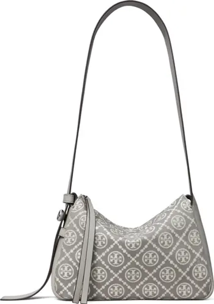 Small Romy T Monogram Canvas Shoulder Bag