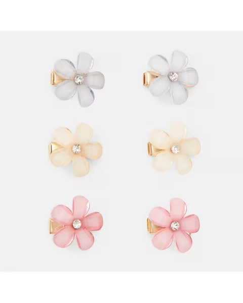 6 Pack Diamante Flower Hair Clip