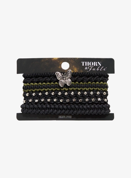 Thorn & Fable Grunge Butterfly Cord Bracelet Set