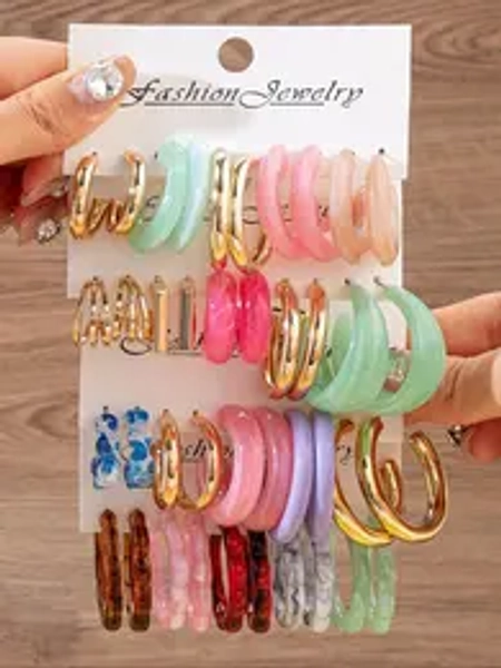 Mixed Color C-shaped Hoop Earrings, Fashion Jewelry for Party, Daily Clothing Decor, Pride 2025, LGBTQ, Trendy All-match & Exquisite Jewelry for Birthday Gift