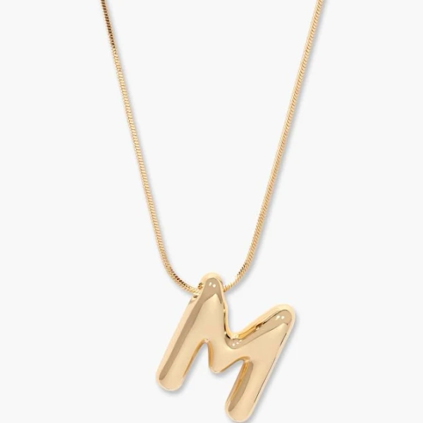 Brook and York Gold Bubble Letter Initial Necklace