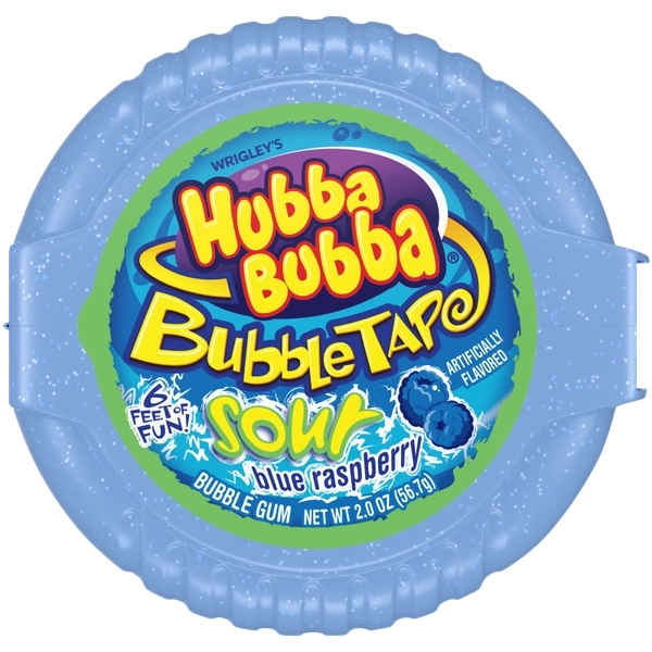 HUBBA BUBBA Sour Blue Raspberry Bubble Gum Tape, 2 oz