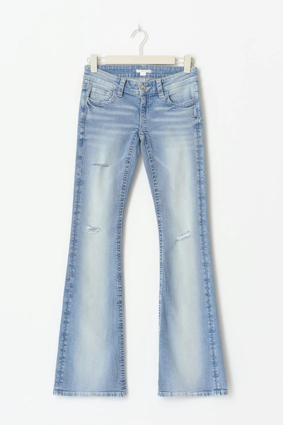 Decorated low flare jeans