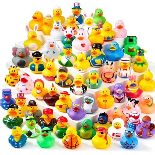 Syncfun 15 Pcs Rubber Ducks Bath Toys Birthday Gifts for Kids, Random Assortment Mini Rubber Duckie Toys with Mesh Carry Bag