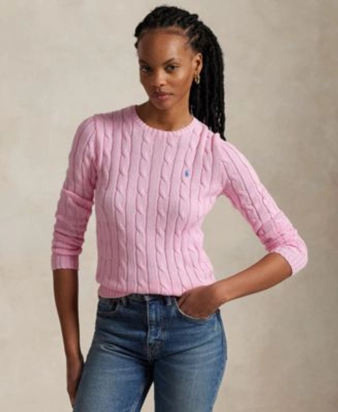 Women's Cable-Knit Cotton Crewneck Sweater