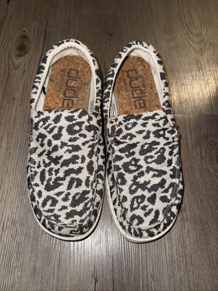 Hey Dude Shoes Womens Size 10 Misty Woven Cheetah Animal Print Slip On Comfort